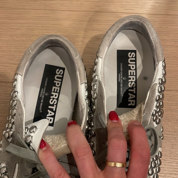 Golden goose Superstar Silver Studded Low-Top Sneakers 37 worn once - Picture 7 of 10